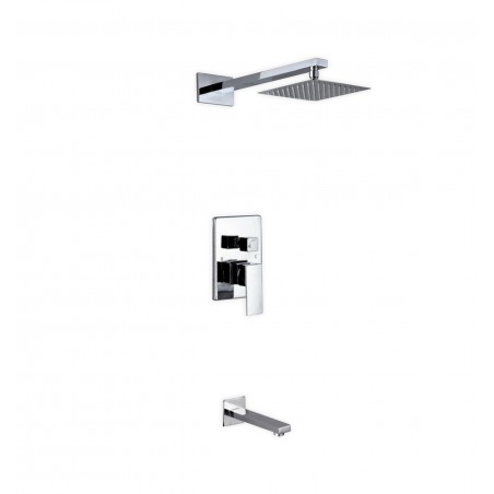 Aqua Piazza Brass Shower Set with 8" Square Rain Shower and Tub Filler