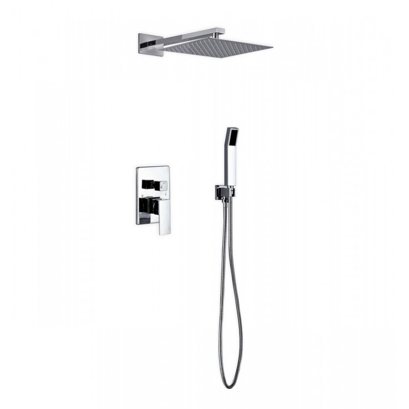 Aqua Piazza Brass Shower Set with12" Square Rain Shower and Handheld