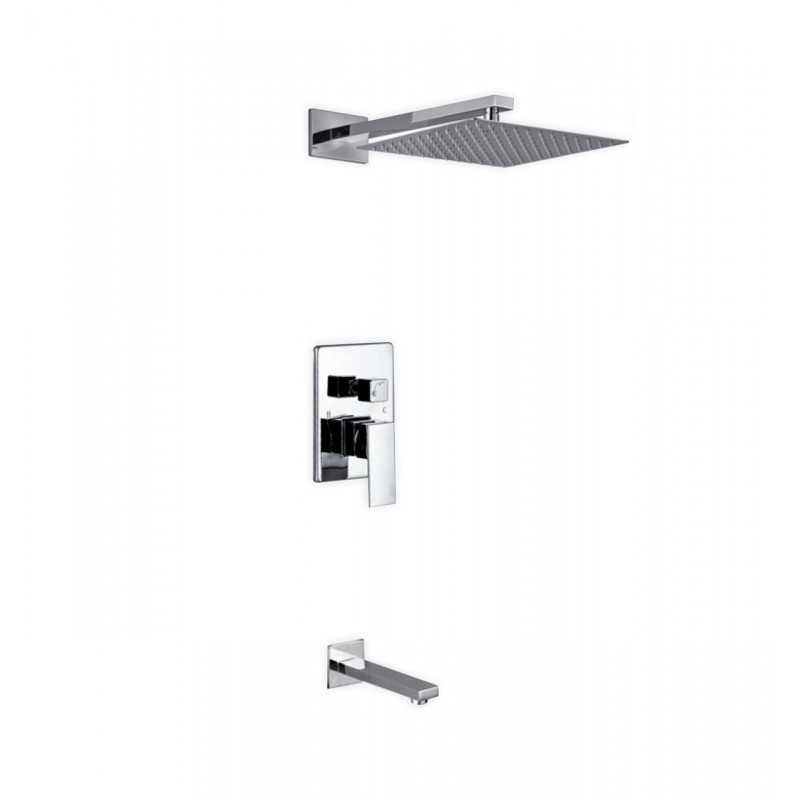 Aqua Piazza Brass Shower Set with 12" Square Rain Shower and Tub Filler