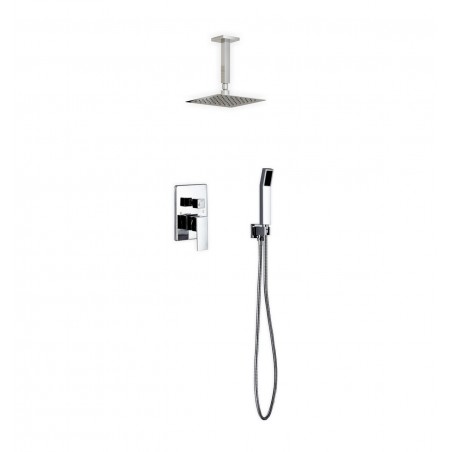 Aqua Piazza Brass Shower Set with 8" Ceiling Mount Square Rain Shower and Handheld