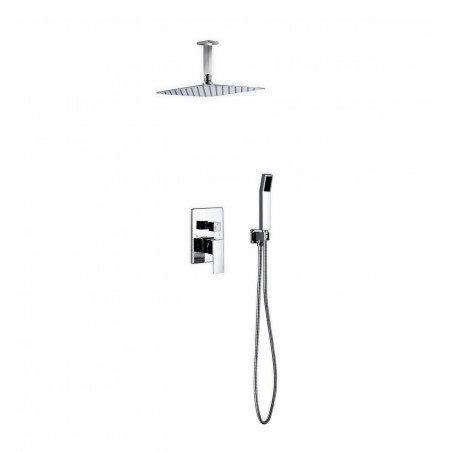 Aqua Piazza Brass Shower Set with 12" Ceiling Mount Square Rain Shower and Handheld