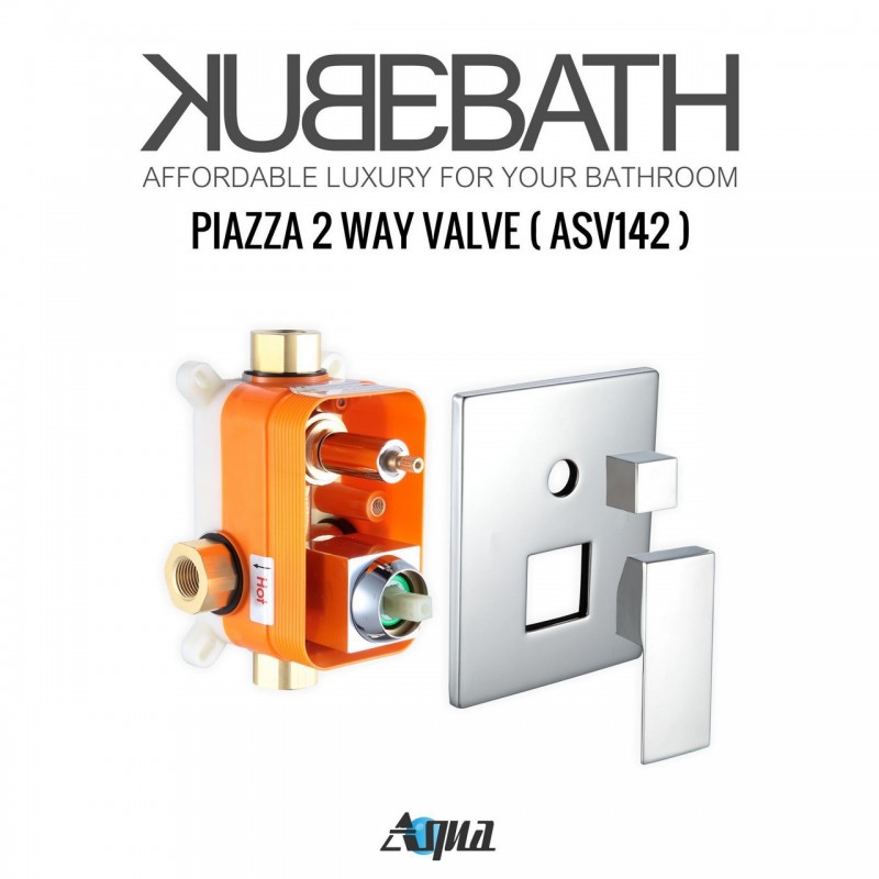 Aqua Piazza by KubeBath 2-Way Rough-In Valve With Cover Plate, Handle and Diverter