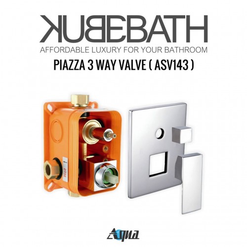 Aqua Piazza by KubeBath 3-Way Rough-In Valve With Cover Plate, Handle and Diverter