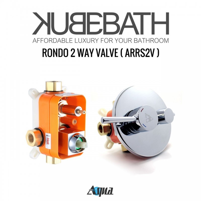 Aqua Rondo by KubeBath 2-Way Rough-In Shower Valve With Cover Plate, Handle and Diverter