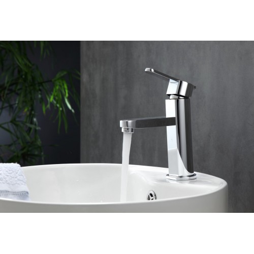 Aqua Roundo Single Hole Mount Bathroom Vanity Faucet - Chrome