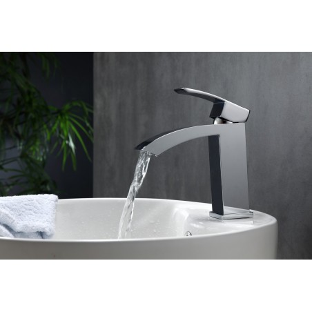 Aqua Balzo Single Lever Wide Spread Bathroom Vanity Faucet - Chrome