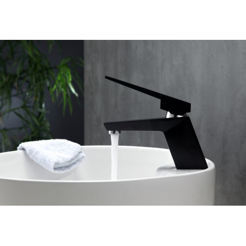 Aqua Siza Single Lever Modern Bathroom Vanity Faucet - Matt Black