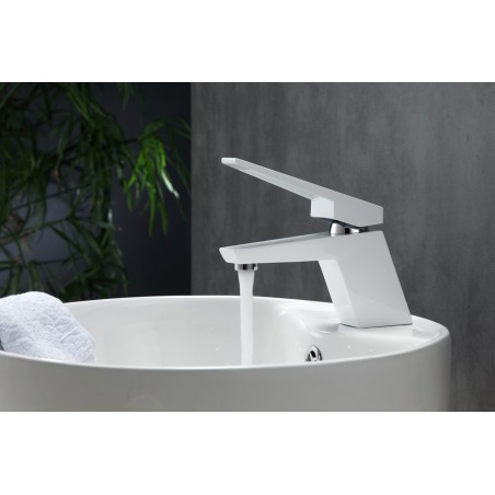 Aqua Siza Single Lever Modern Bathroom Vanity Faucet - Matt White