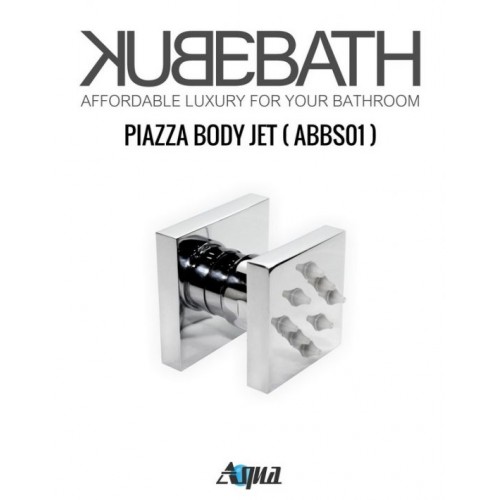 Aqua DUO Brass Shower Set with Square Rain Shower and Waterfall and 4 Body Jets