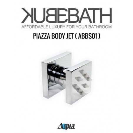 Aqua DUO Brass Shower Set with Square Rain Shower and Waterfall and 4 Body Jets