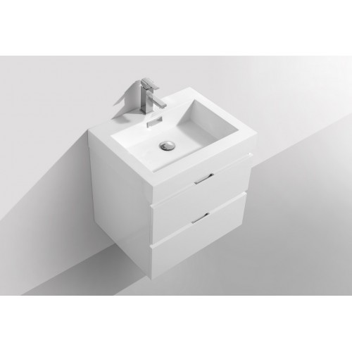 Bliss 24" High Gloss White Wall Mount Modern Bathroom Vanity