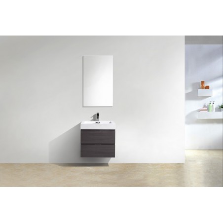 Bliss 24" High Gloss Gray Oak Wall Mount Modern Bathroom Vanity