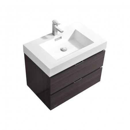 Bliss 30" High Gloss Gray Oak Wall Mount Modern Bathroom Vanity