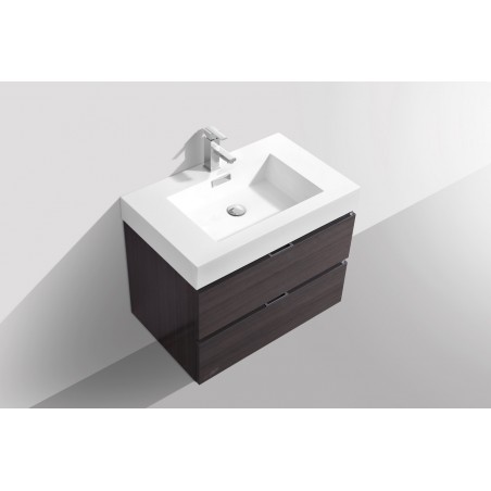 Bliss 30" High Gloss Gray Oak Wall Mount Modern Bathroom Vanity