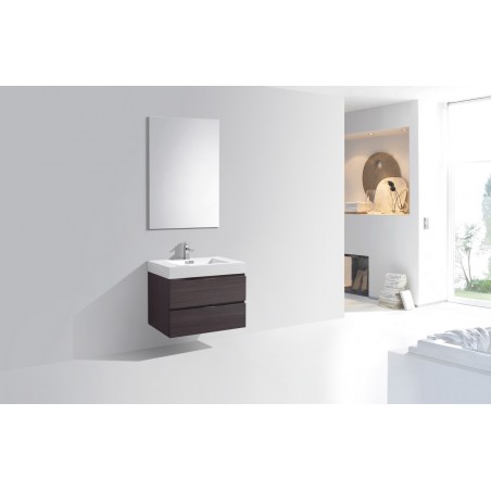 Bliss 30" High Gloss Gray Oak Wall Mount Modern Bathroom Vanity