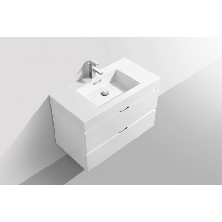 Bliss 36" High Gloss White Wall Mount Modern Bathroom Vanity