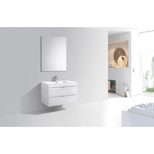 Bliss 36" High Gloss White Wall Mount Modern Bathroom Vanity