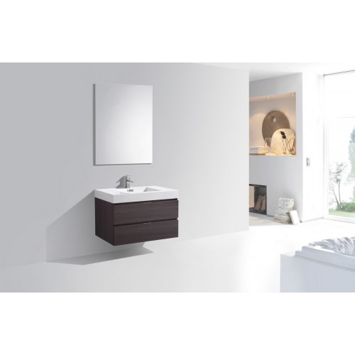 Bliss 36" High Gloss Gray Oak Wall Mount Modern Bathroom Vanity