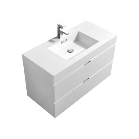 Bliss 40" High Gloss White Wall Mount Modern Bathroom Vanity