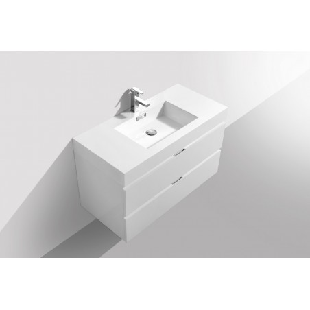 Bliss 40" High Gloss White Wall Mount Modern Bathroom Vanity