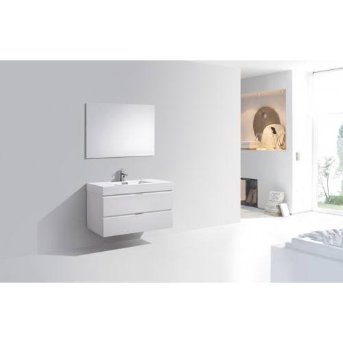 Bliss 40" High Gloss White Wall Mount Modern Bathroom Vanity