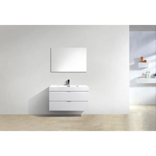 Bliss 40" High Gloss White Wall Mount Modern Bathroom Vanity