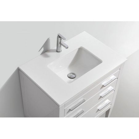 Eiffel 30'' High Gloss White Vanity W/ Quartz Counter Top