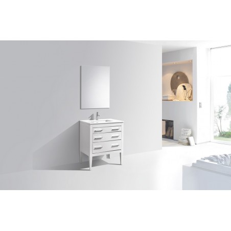 Eiffel 30'' High Gloss White Vanity W/ Quartz Counter Top