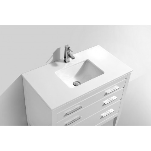 Eiffel 36'' High Gloss White Vanity W/ Quartz Counter Top