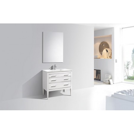 Eiffel 36'' High Gloss White Vanity W/ Quartz Counter Top