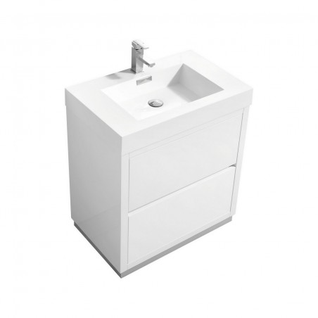 Bliss 30"  High Gloss White Free Standing Modern Bathroom Vanity