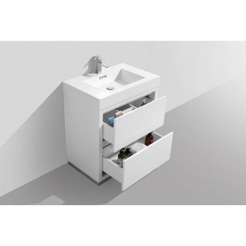 Bliss 30"  High Gloss White Free Standing Modern Bathroom Vanity