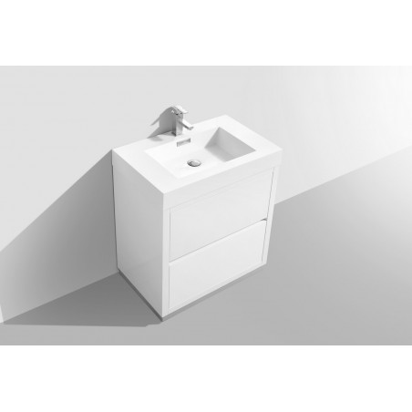 Bliss 30"  High Gloss White Free Standing Modern Bathroom Vanity