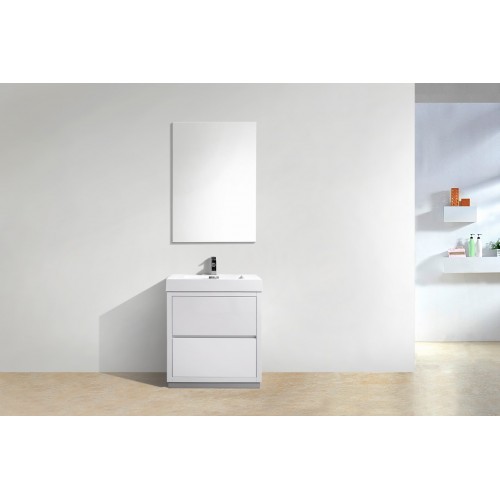 Bliss 30"  High Gloss White Free Standing Modern Bathroom Vanity