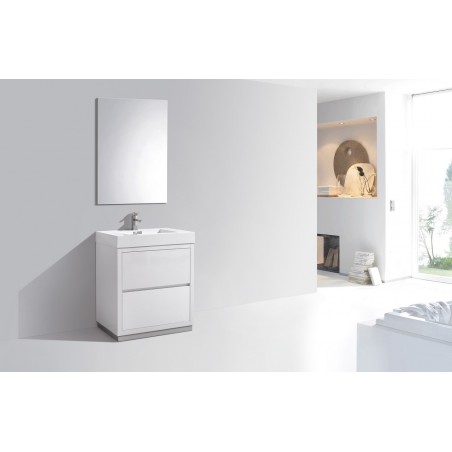 Bliss 30"  High Gloss White Free Standing Modern Bathroom Vanity