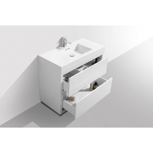 Bliss 40" High Gloss White Free Standing Modern Bathroom Vanity