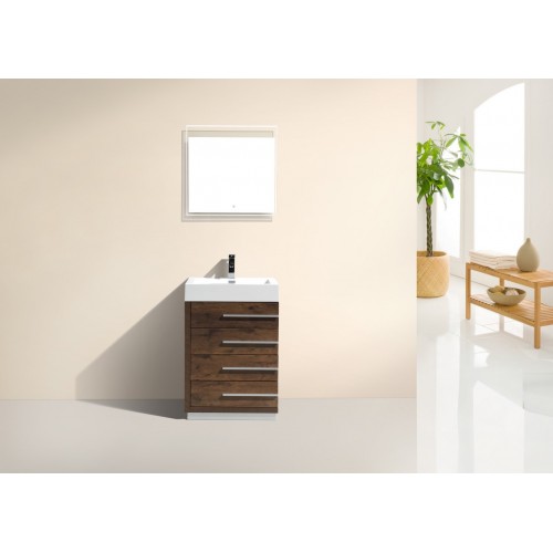 Kube 24" Rose Wood Modern Bathroom Vanity with Four Drawers