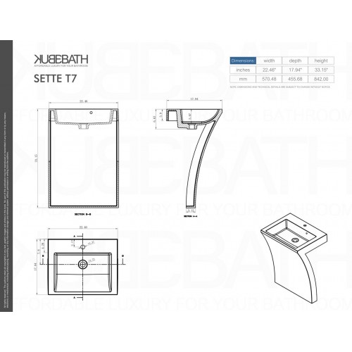 Sette 24" Acrylic Pedestal Sink