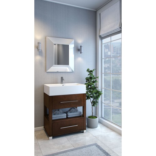 28" Chocolate Bathroom Vanity Preassembled with top and bowl