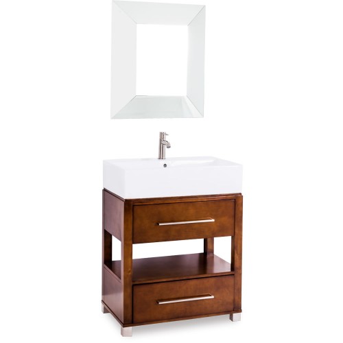 28" Chocolate Bathroom Vanity Preassembled with top and bowl