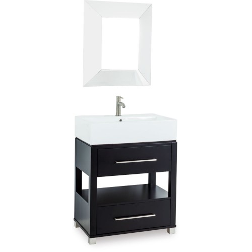 28" Black Bathroom Vanity Preassembled with top and bowl