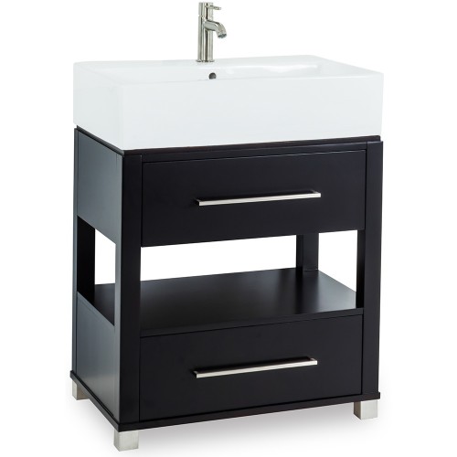 28" Black Bathroom Vanity Preassembled with top and bowl