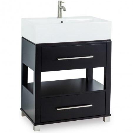 28" Black Bathroom Vanity Preassembled with top and bowl