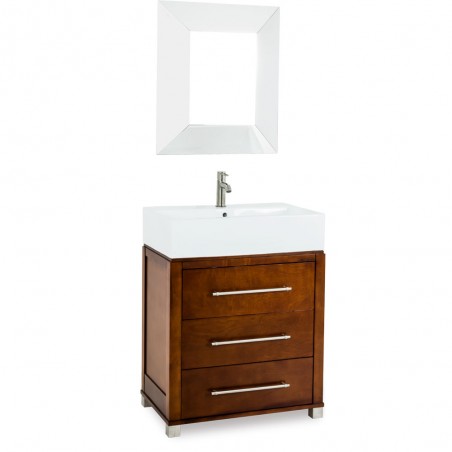 28" Chocolate Bathroom Vanity VAN097-T Preassembled with top and bowl