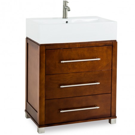 28" Chocolate Bathroom Vanity VAN097-T Preassembled with top and bowl