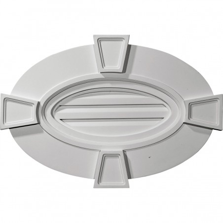 Horizontal Oval Gable Vent Louver with Flat trim & Keystones Decorative