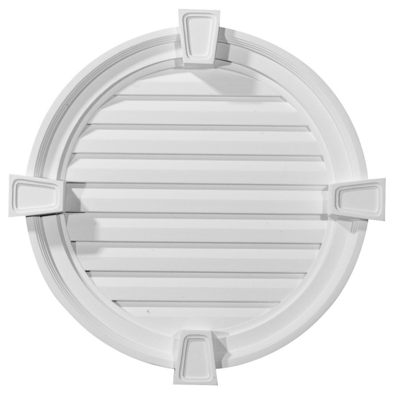 22W x 22H x 2 1/8P Round Gable Vent with Keystones Functional