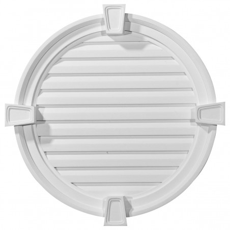 24W x 24H x 2 1/8P Round Gable Vent with Keystones Functional