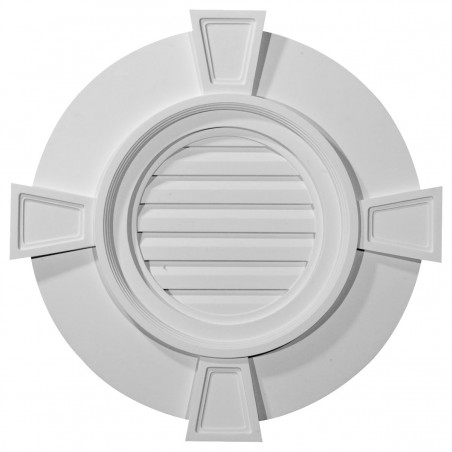 30W x 30H x 2 1/4P Round Gable Vent with Keystones Functional