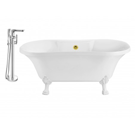 Faucet and Tub Set Streamline 60" Clawfoot NH100WH-GLD-120 